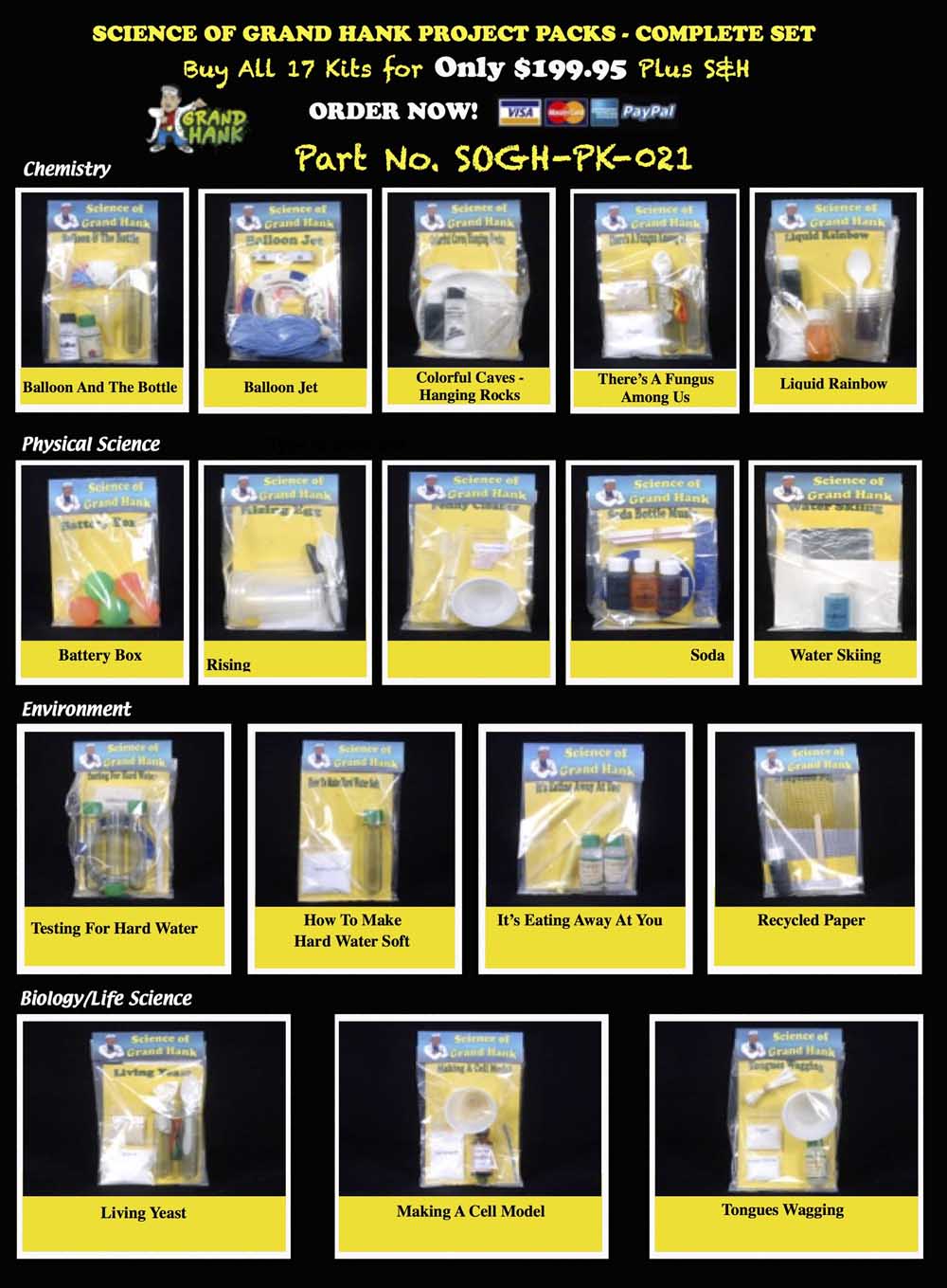 Science of Grand Hank Science Project Packs